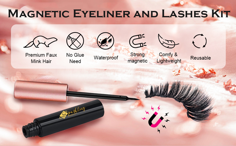 Rampung awak sing ayu nganggo Bulu Mata Mink 5D lan Bulu Mata Magnetik kanthi Eyeliner