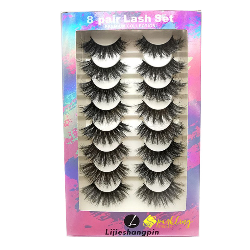 Volume tebal 8 pasang Bulu Mata Strip Buatan Tangan Lembut