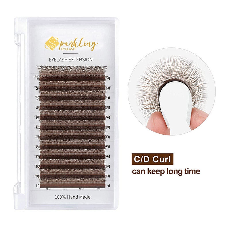 YY Bulu Mata Ekstensi Bulu Mata Coklat C Curler 0.07mm 8-15mm Campuran Bulu Mata